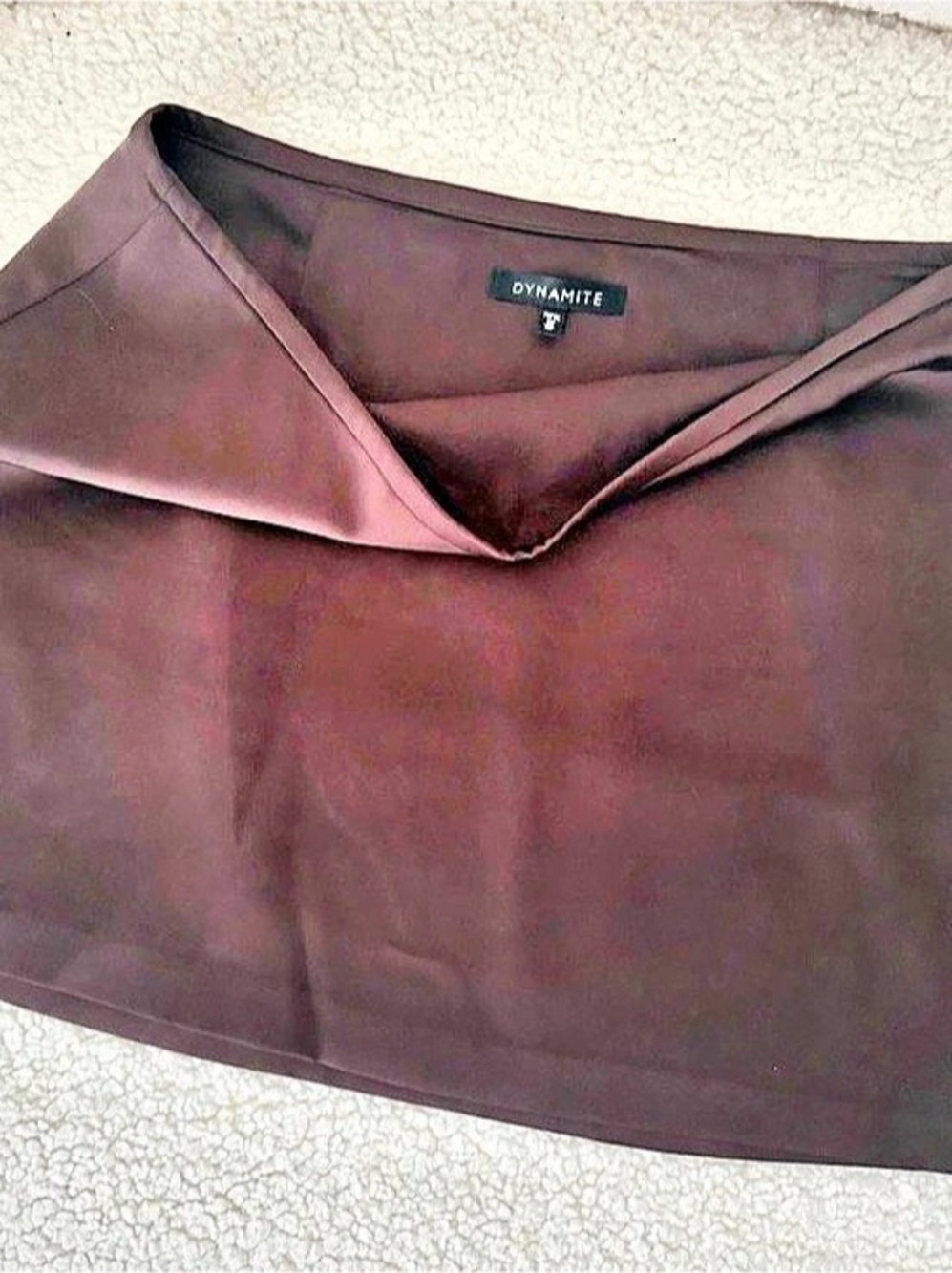 Dynamite Fitted Satin Mini Skirt Brown
